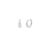 CZ Tapered Huggie Rhodium Plated Sterling Silver, Cubic Zirconia