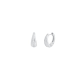 CZ Tapered Huggie Rhodium Plated Sterling Silver, Cubic Zirconia