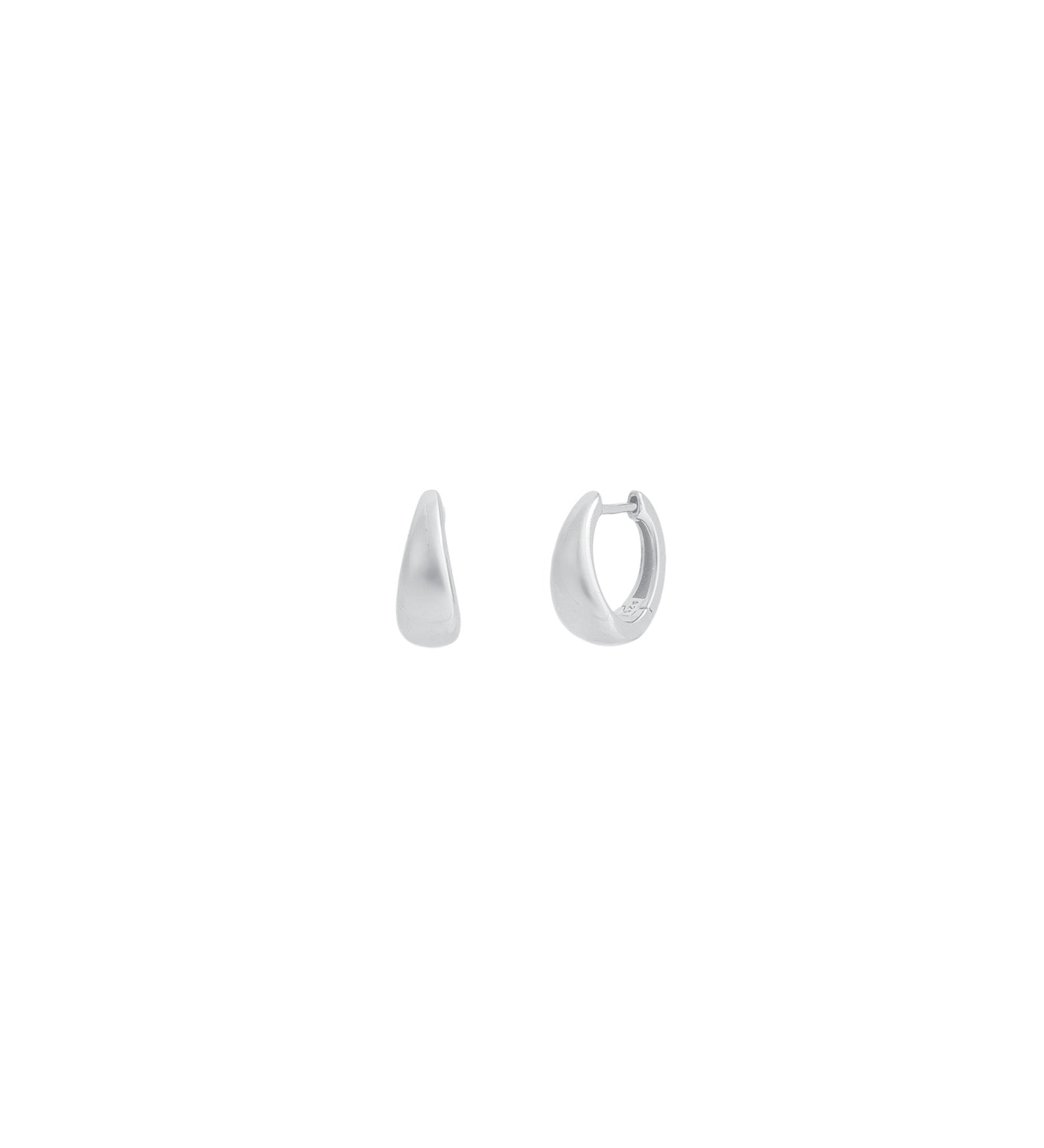 Classic Tapered Huggie Rhodium Plated Sterling Silver