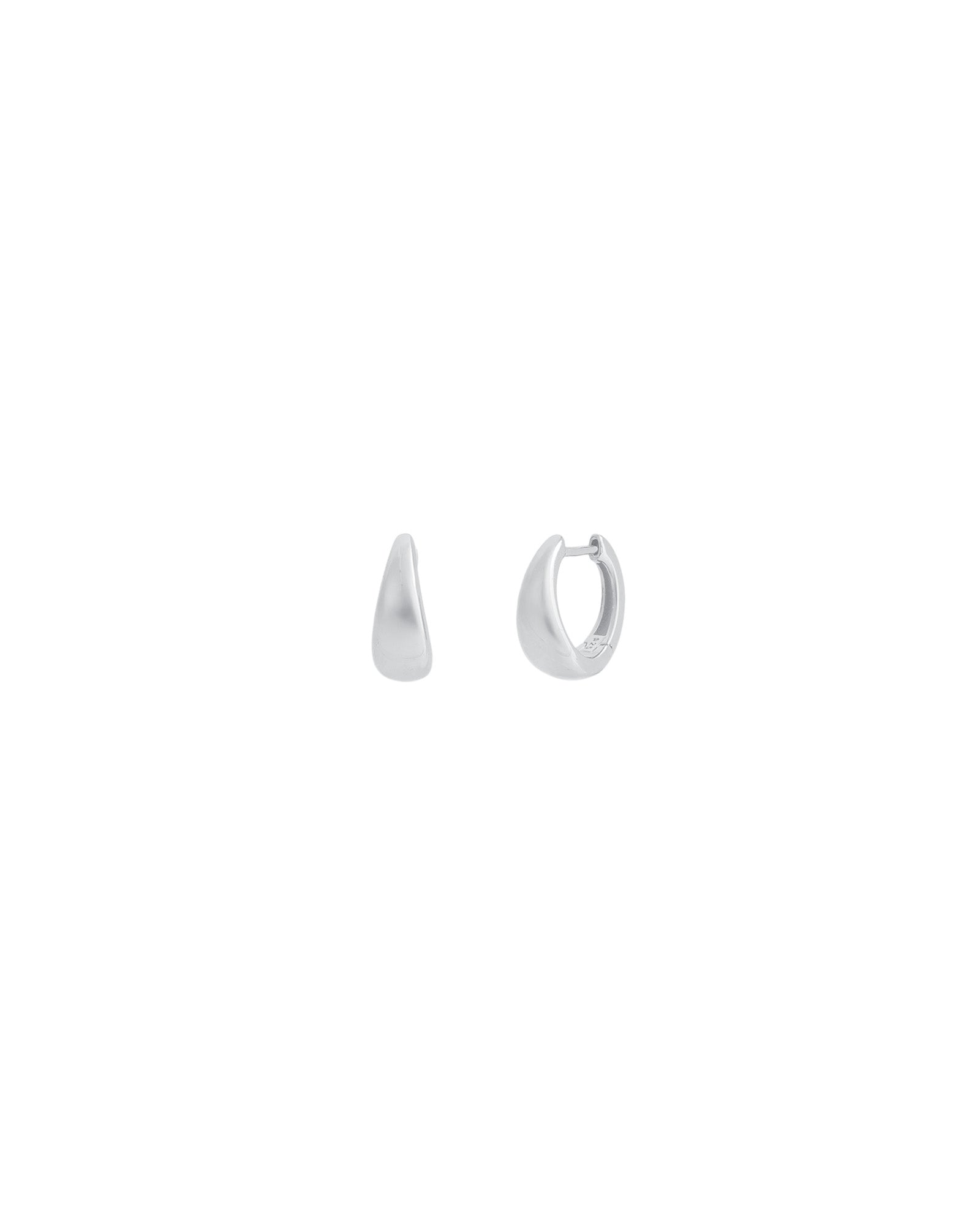 Classic Tapered Huggie Rhodium Plated Sterling Silver