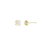 Quiet Icon-Clover Single CZ Stud-Earrings-14k Gold Vermeil, Cubic Zirconia-Blue Ruby Jewellery-Vancouver Canada