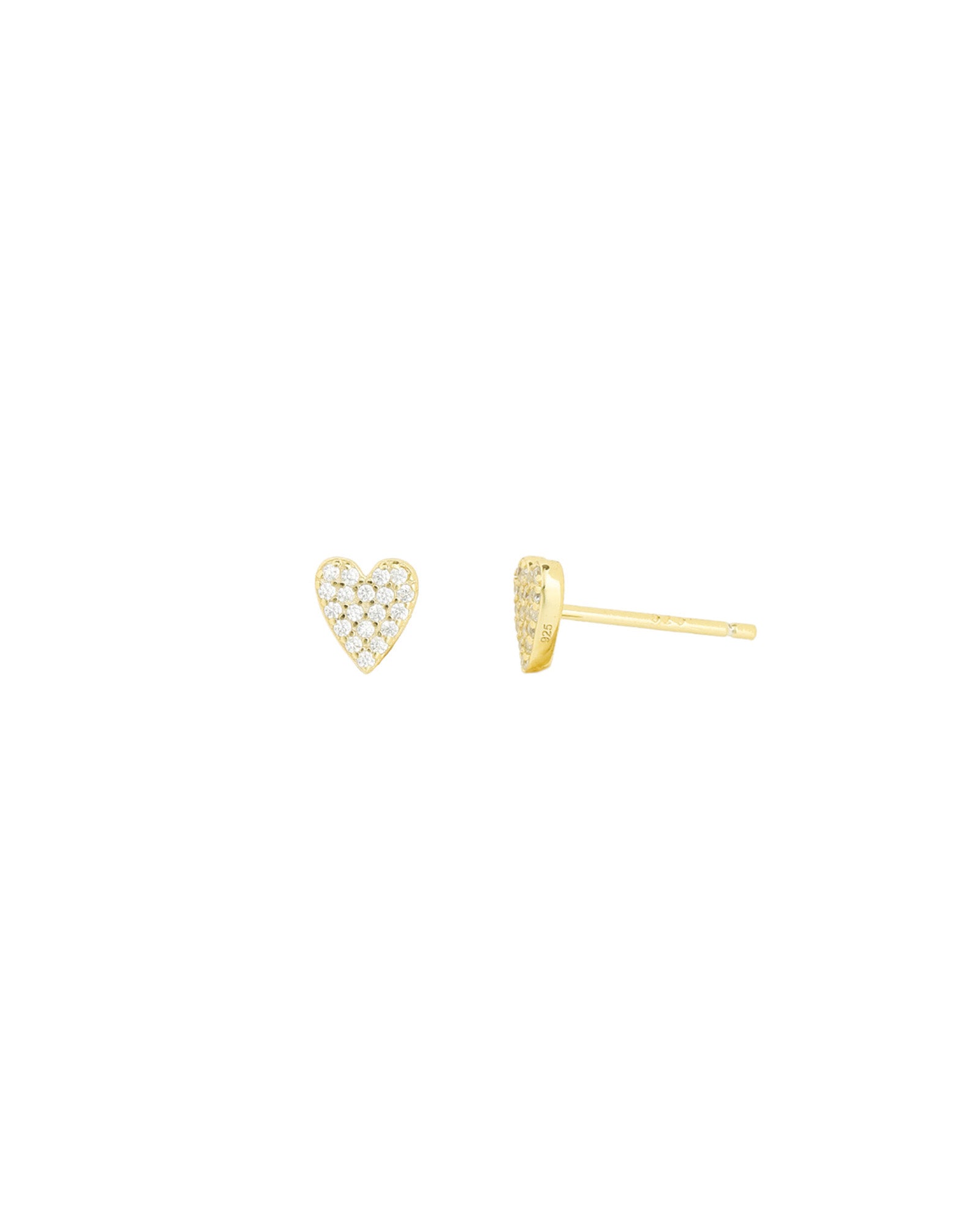 Quiet Icon-Heart Pavé Stud-Earrings-14k Gold Vermeil, Cubic Zirconia-Blue Ruby Jewellery-Vancouver Canada