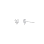Quiet Icon-Heart Pavé Stud | 6mm-Earrings-Rhodium Plated Sterling Silver, Cubic Zirconia-Blue Ruby Jewellery-Vancouver Canada