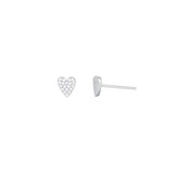 Quiet Icon-Heart Pavé Stud | 6mm-Earrings-Rhodium Plated Sterling Silver, Cubic Zirconia-Blue Ruby Jewellery-Vancouver Canada