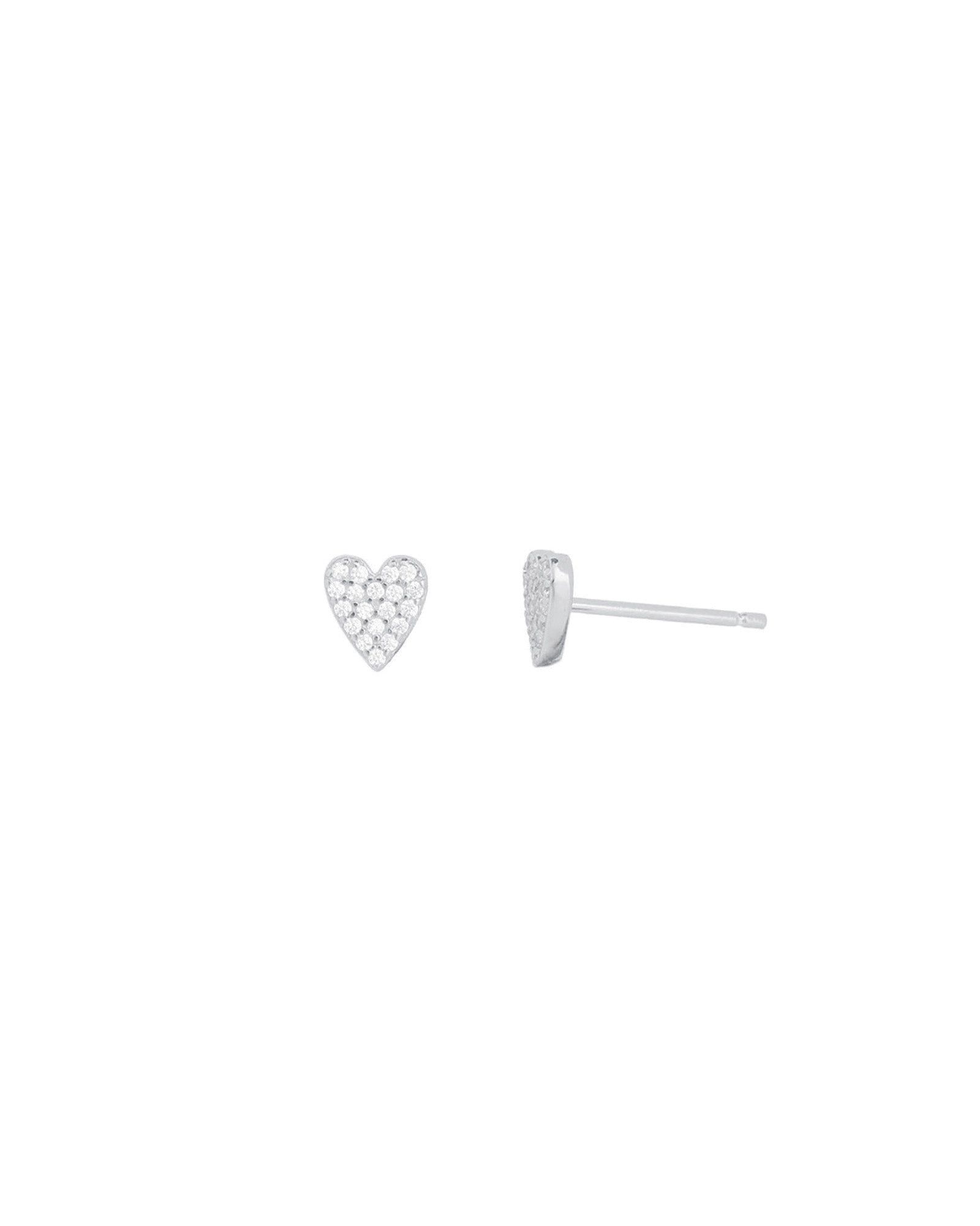 Quiet Icon-Heart Pavé Stud | 6mm-Earrings-Rhodium Plated Sterling Silver, Cubic Zirconia-Blue Ruby Jewellery-Vancouver Canada