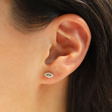 Quiet Icon-Pavé Evil Eye Stone Stud-Earrings-Blue Ruby Jewellery-Vancouver Canada