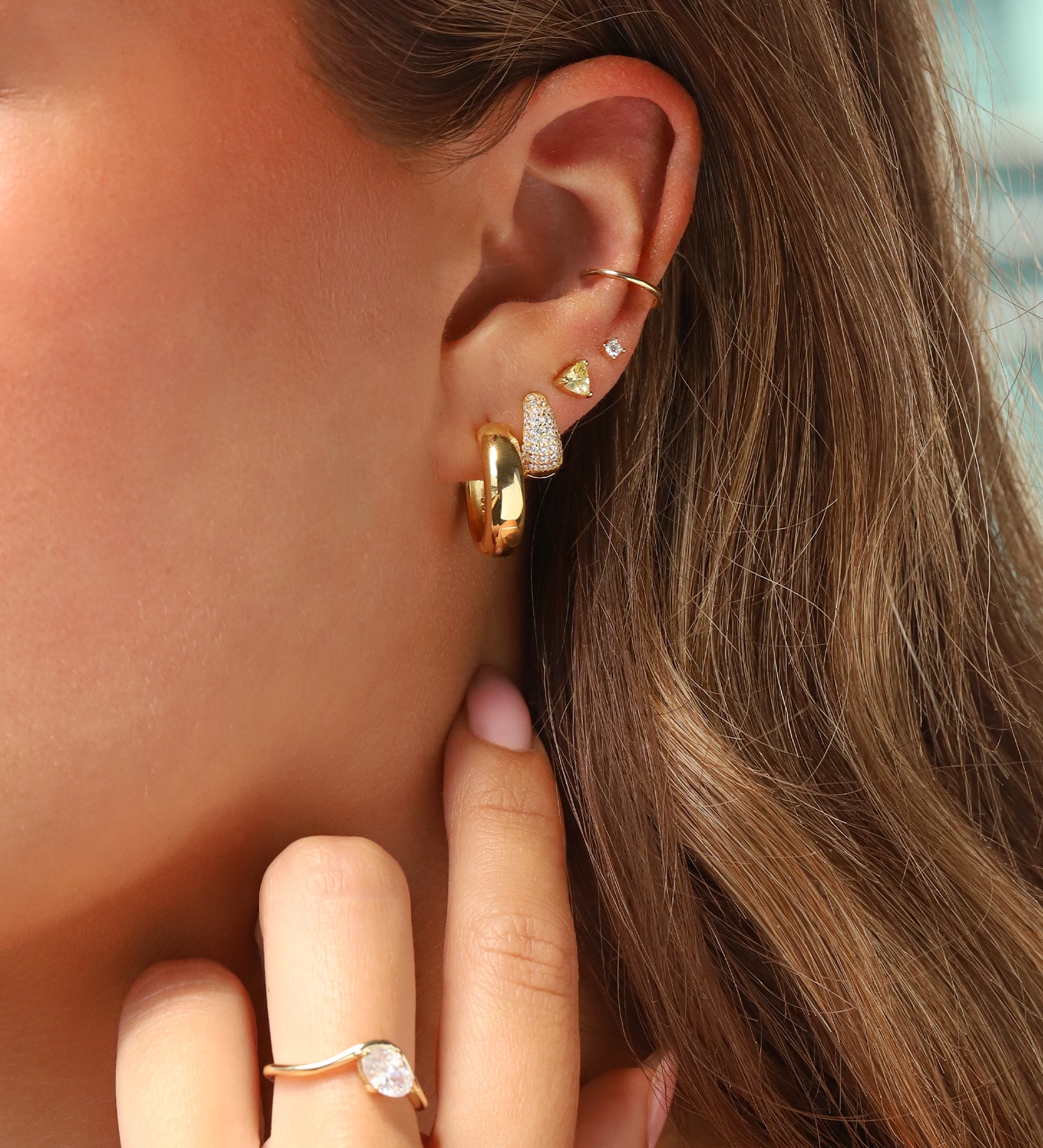 Quiet Icon-Pavé Tapered Huggies-Earrings-Blue Ruby Jewellery-Vancouver Canada