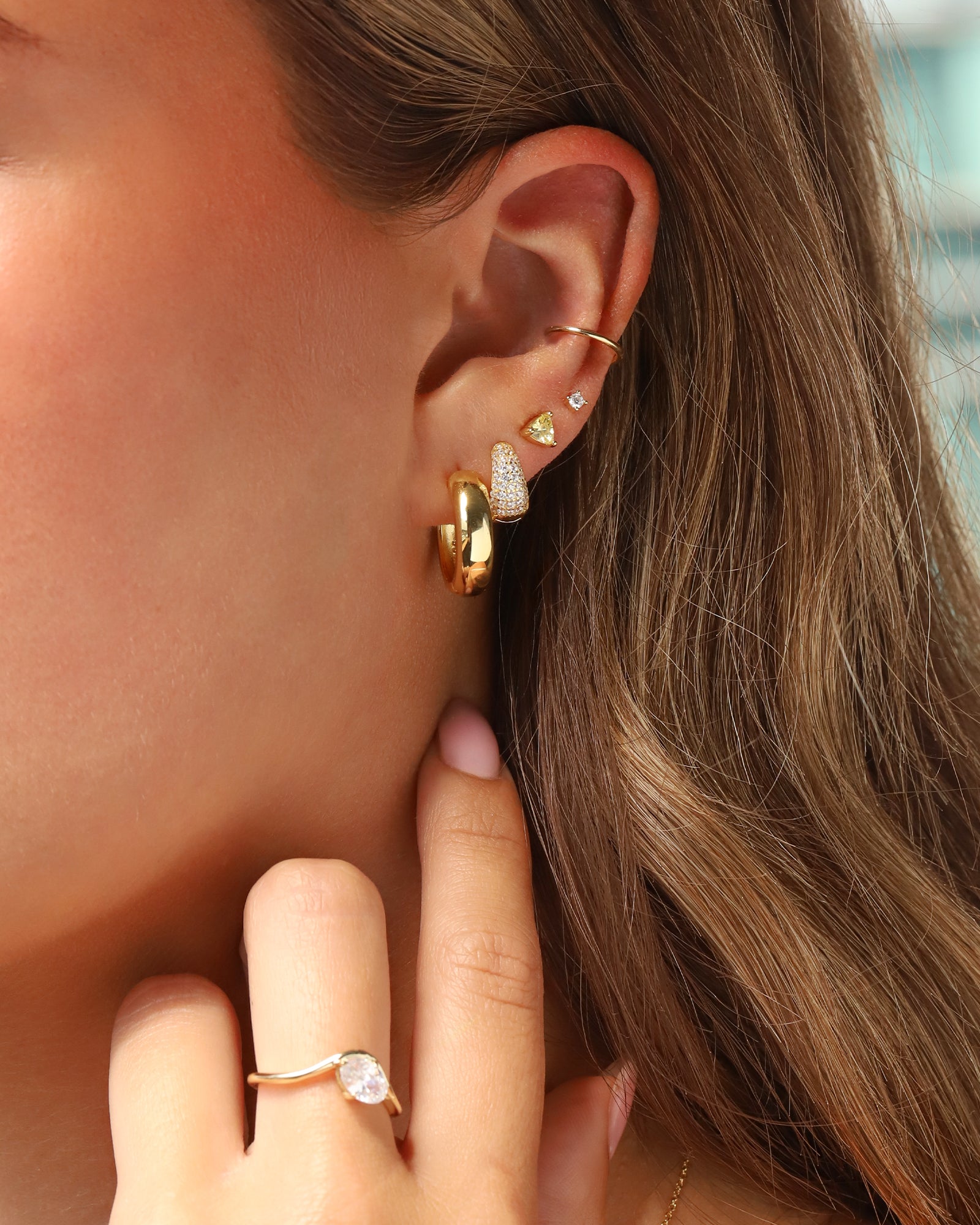 Quiet Icon-Pavé Tapered Huggies-Earrings-Blue Ruby Jewellery-Vancouver Canada