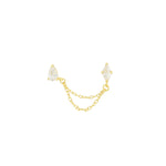 Marquise & Teardrop Chain Stud 14k Gold Vermeil, Cubic Zirconia