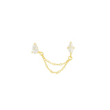Marquise & Teardrop Chain Stud 14k Gold Vermeil, Cubic Zirconia