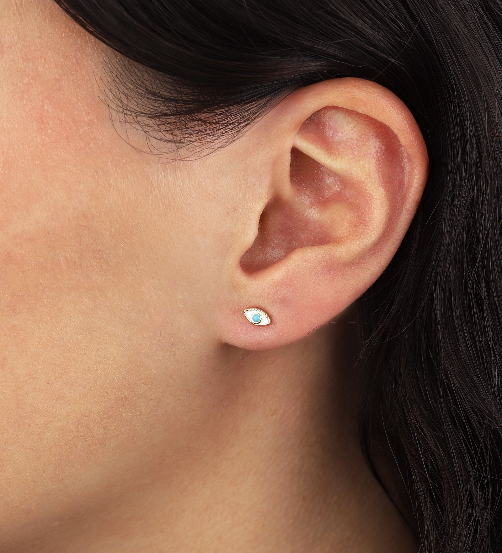 Quiet Icon-Enamel Evil Eye Stone Stud-Earrings-Blue Ruby Jewellery-Vancouver Canada