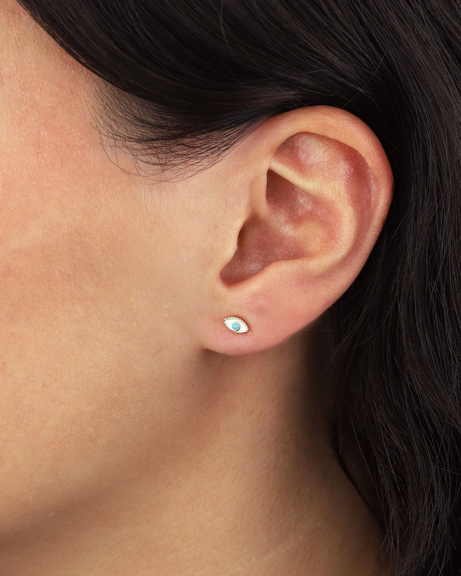 Quiet Icon-Enamel Evil Eye Stone Stud-Earrings-Blue Ruby Jewellery-Vancouver Canada
