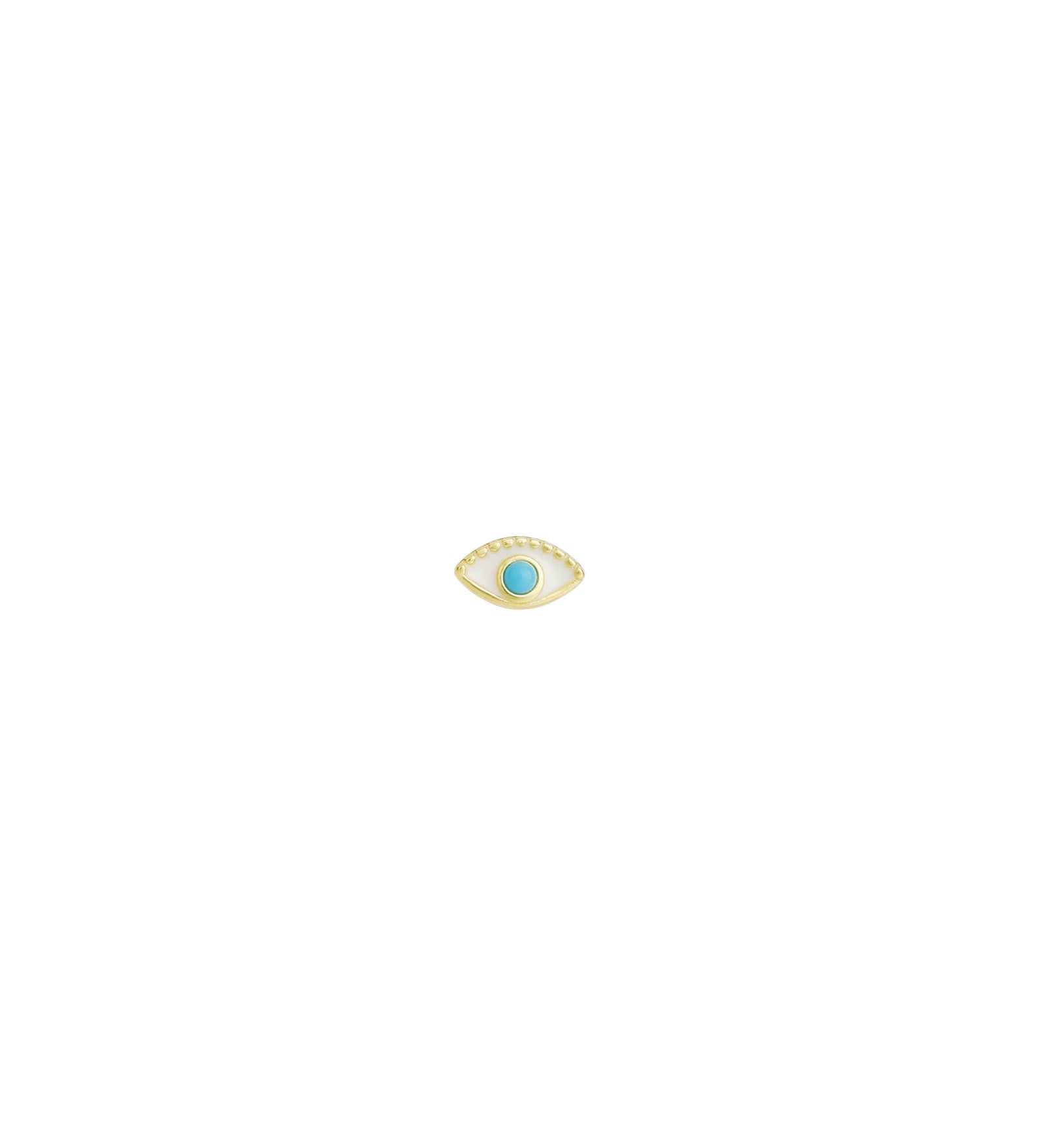 Quiet Icon-Enamel Evil Eye Stone Stud-Earrings-14k Gold Vermeil, Turquoise, White Enamel-Blue Ruby Jewellery-Vancouver Canada