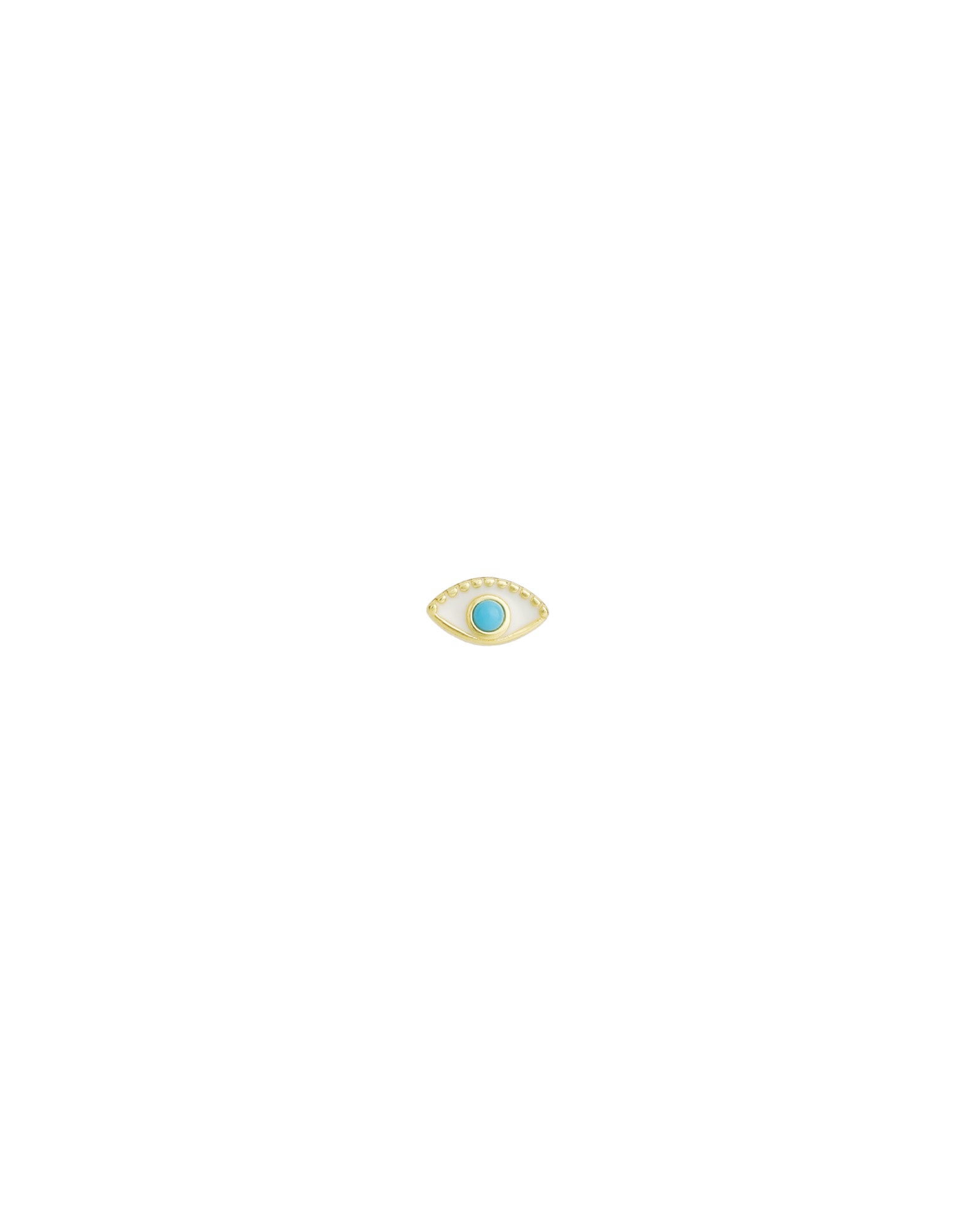 Quiet Icon-Enamel Evil Eye Stone Stud-Earrings-14k Gold Vermeil, Turquoise, White Enamel-Blue Ruby Jewellery-Vancouver Canada