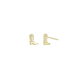 Quiet Icon-Cowboy Boot Stud-Earrings-14k Gold Vermeil-Blue Ruby Jewellery-Vancouver Canada