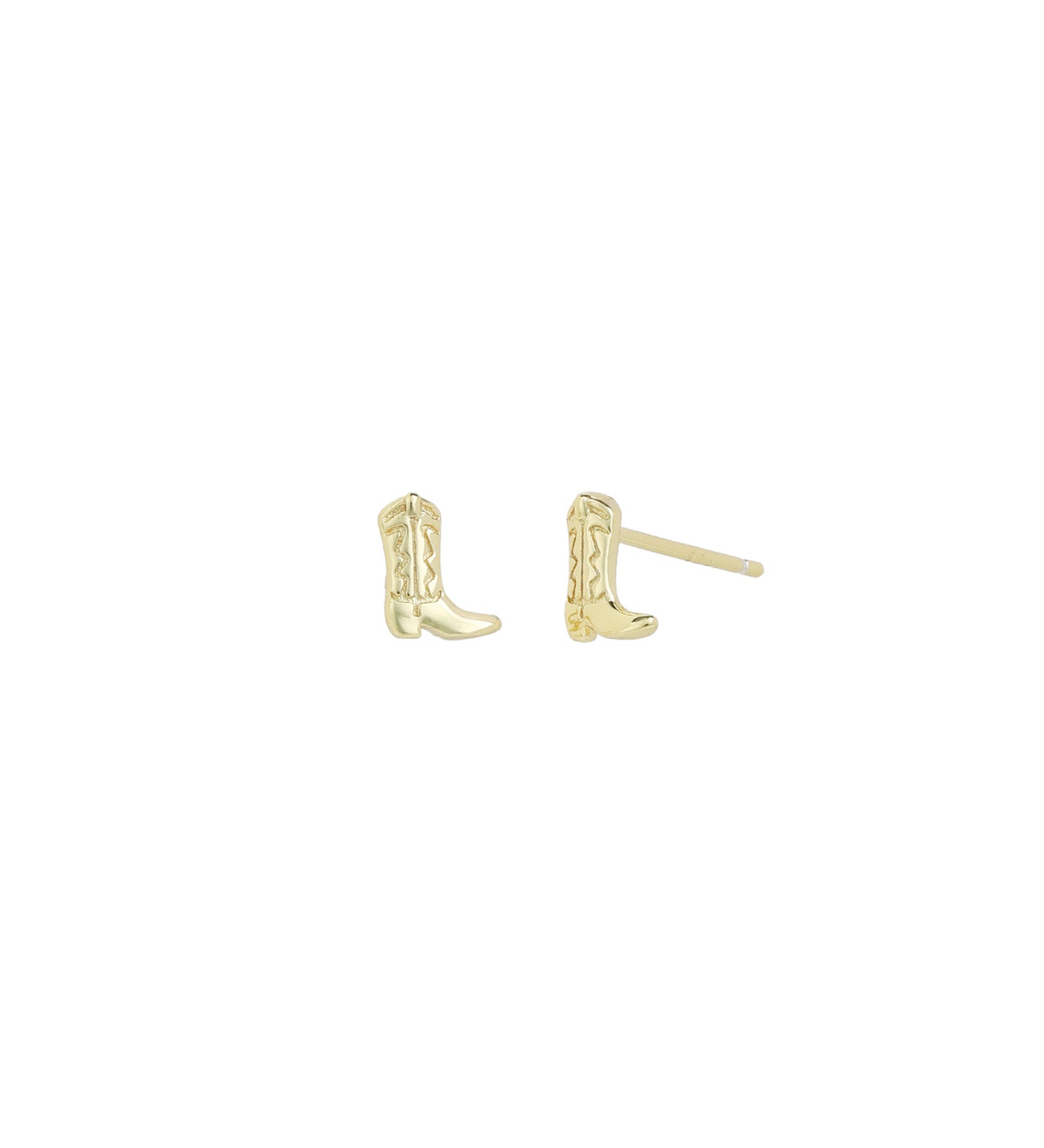 Quiet Icon-Cowboy Boot Stud-Earrings-14k Gold Vermeil-Blue Ruby Jewellery-Vancouver Canada