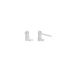 Quiet Icon-Cowboy Boot Stud-Earrings-Rhodium Plated Sterling Silver-Blue Ruby Jewellery-Vancouver Canada