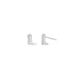 Quiet Icon-Cowboy Boot Stud-Earrings-Rhodium Plated Sterling Silver-Blue Ruby Jewellery-Vancouver Canada