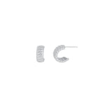 Quiet Icon-Contour Hoop-Earrings-Rhodium Plated Sterling Silver-Blue Ruby Jewellery-Vancouver Canada