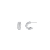 Quiet Icon-Contour Hoop-Earrings-Rhodium Plated Sterling Silver-Blue Ruby Jewellery-Vancouver Canada