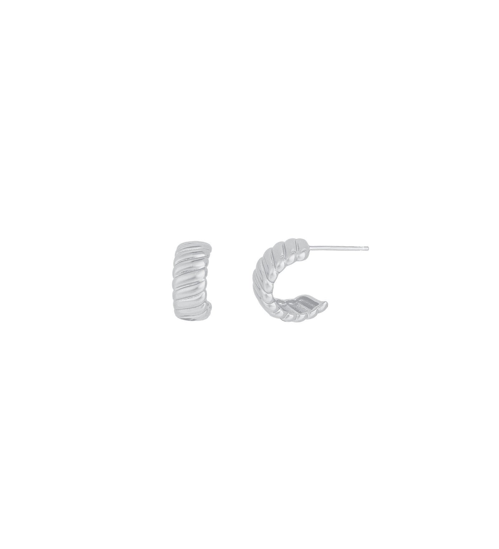 Quiet Icon-Contour Hoop-Earrings-Rhodium Plated Sterling Silver-Blue Ruby Jewellery-Vancouver Canada