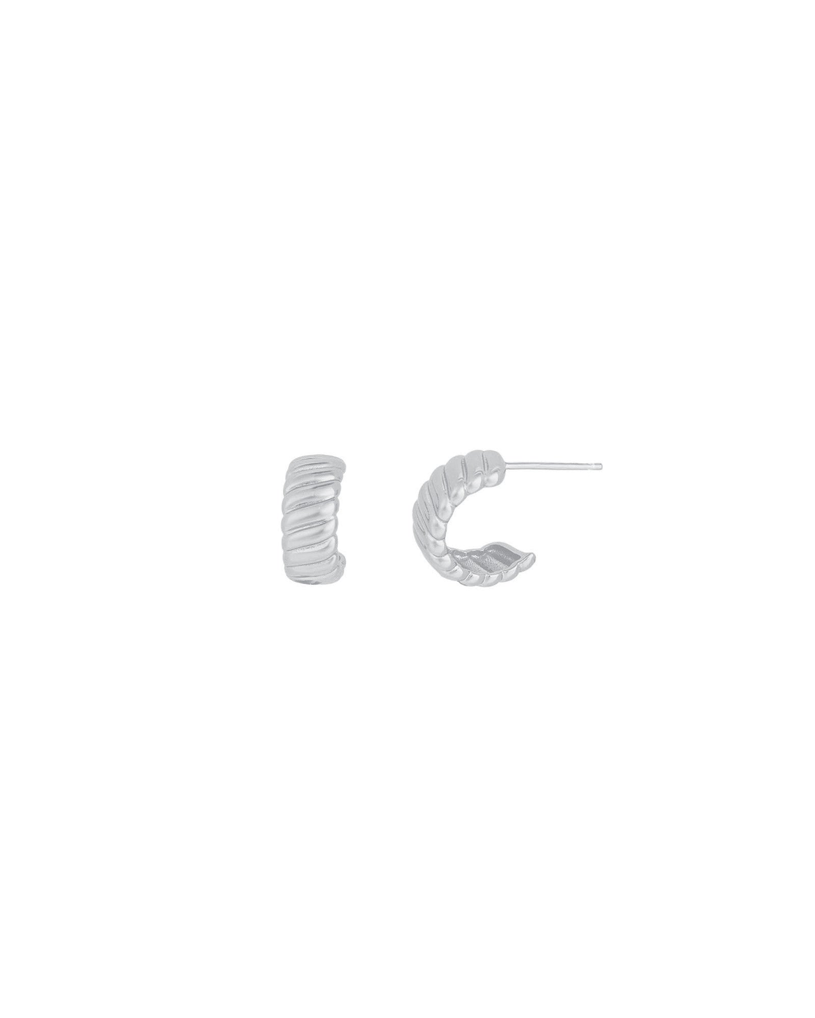 Quiet Icon-Contour Hoop-Earrings-Rhodium Plated Sterling Silver-Blue Ruby Jewellery-Vancouver Canada