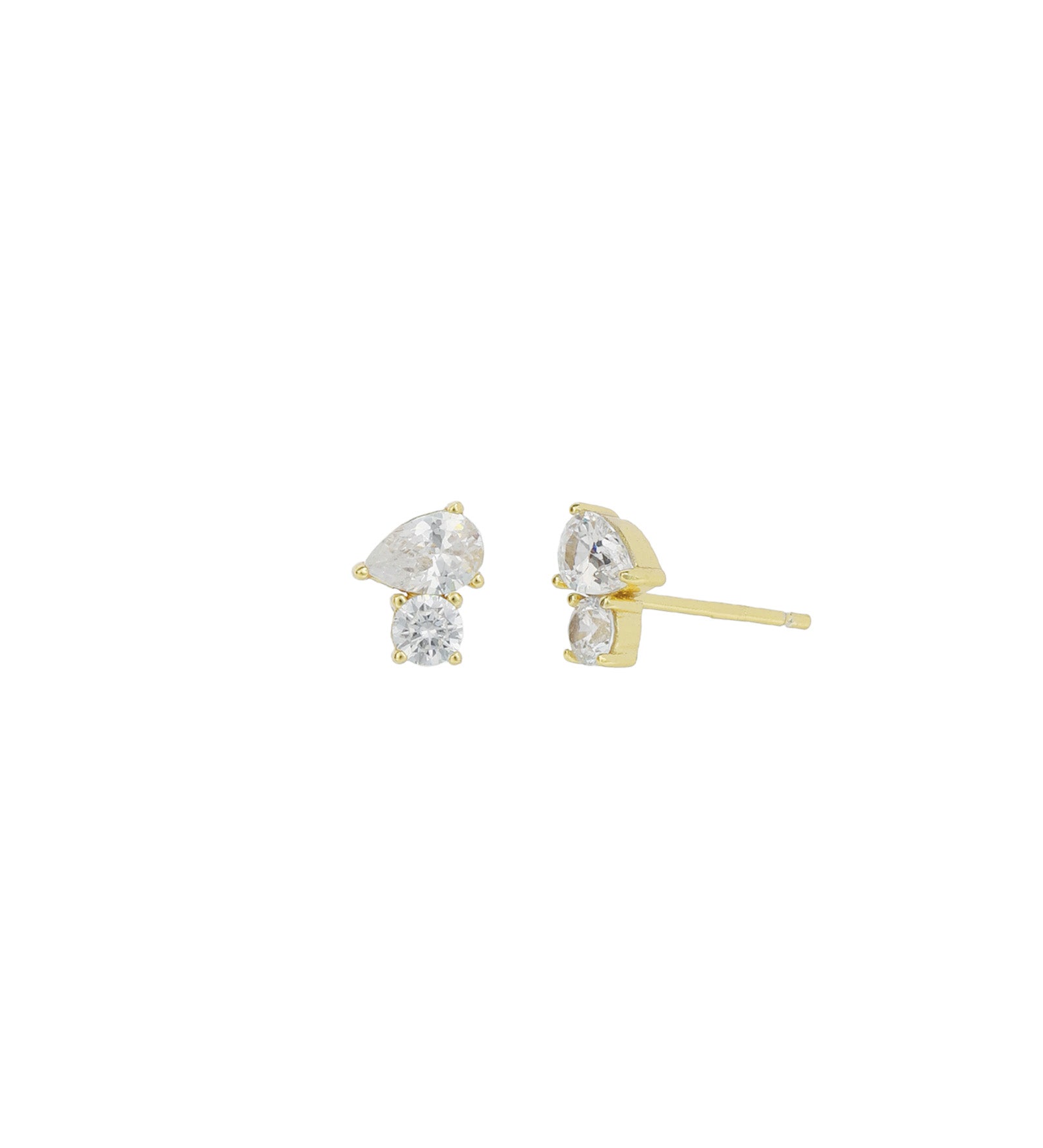 Quiet Icon-Rounded Pair CZ Stud-Earrings-14k Gold Vermeil, Cubic Zirconia-Blue Ruby Jewellery-Vancouver Canada