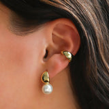 Quiet Icon-Tapered Pearl Drop Hoop-Earrings-Blue Ruby Jewellery-Vancouver Canada
