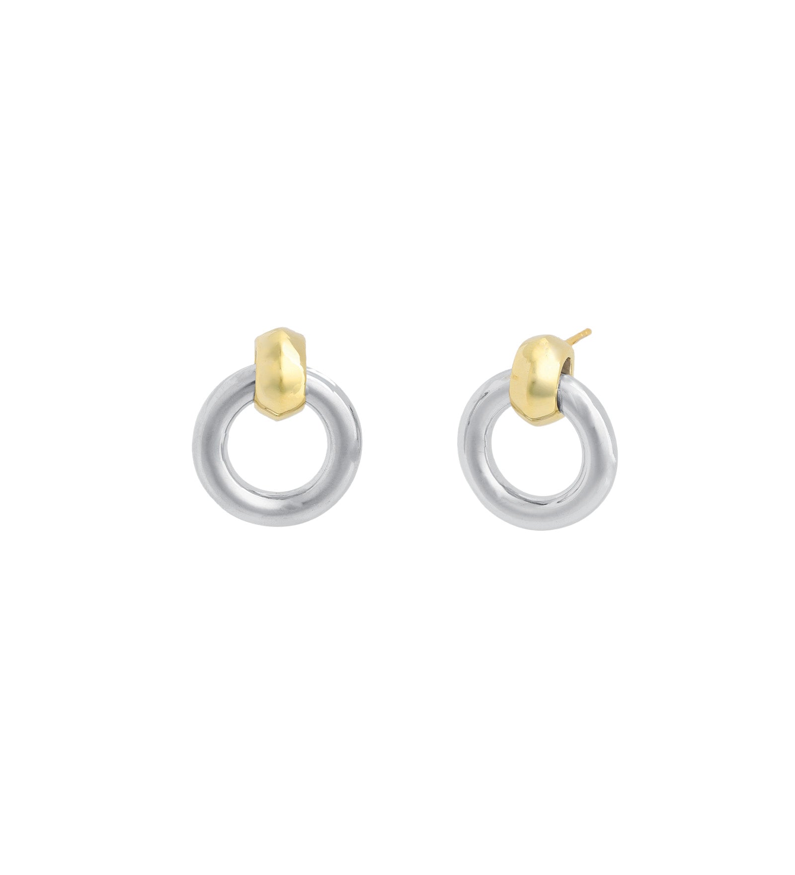 Quiet Icon-Ring Drop Studs-Earrings-14k Gold Vermeil, Rhodium Plated Sterling Silver-Blue Ruby Jewellery-Vancouver Canada