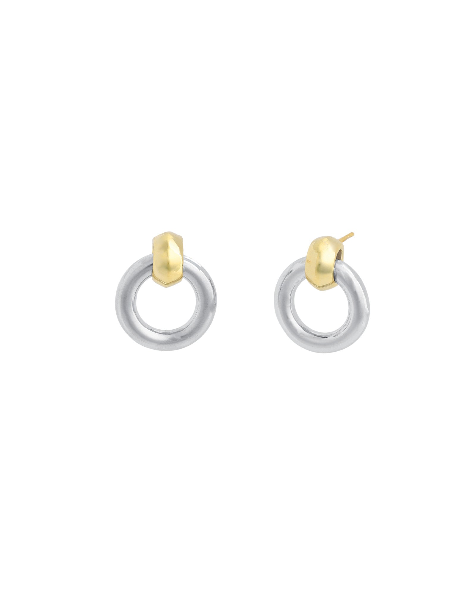 Quiet Icon-Ring Drop Studs-Earrings-14k Gold Vermeil, Rhodium Plated Sterling Silver-Blue Ruby Jewellery-Vancouver Canada