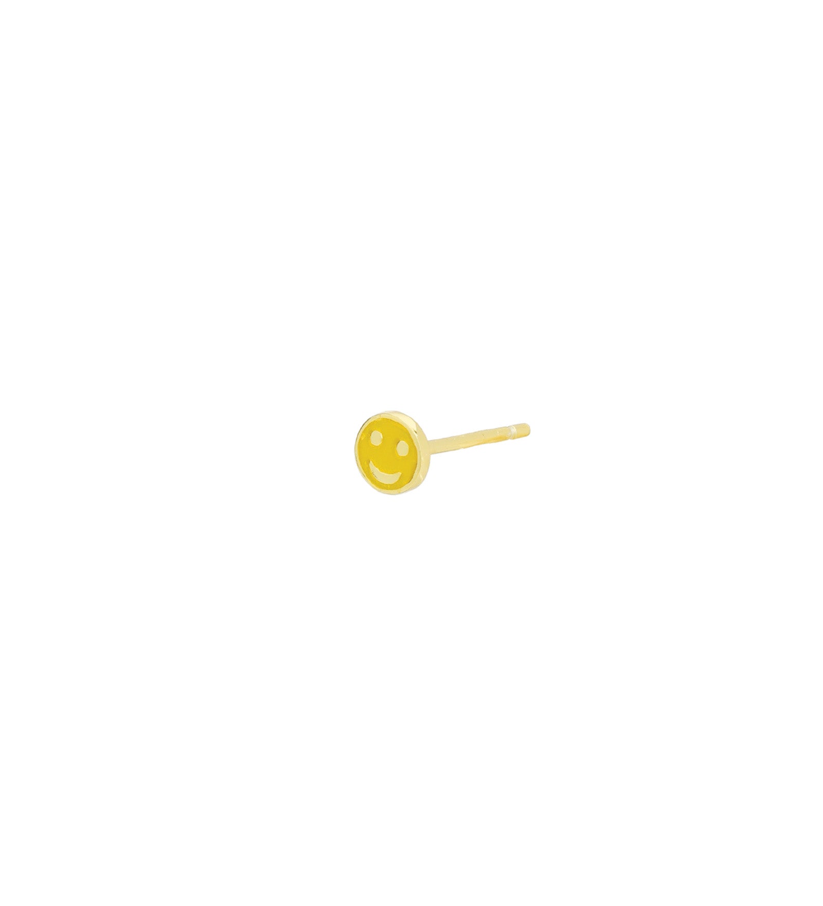 Smiley Face Enamel Stud 14k Gold Vermeil, Neon Yellow Enamel