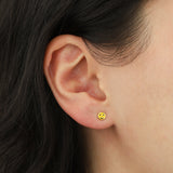 Quiet Icon-Smiley Face Enamel Stud-Earrings-Blue Ruby Jewellery-Vancouver Canada