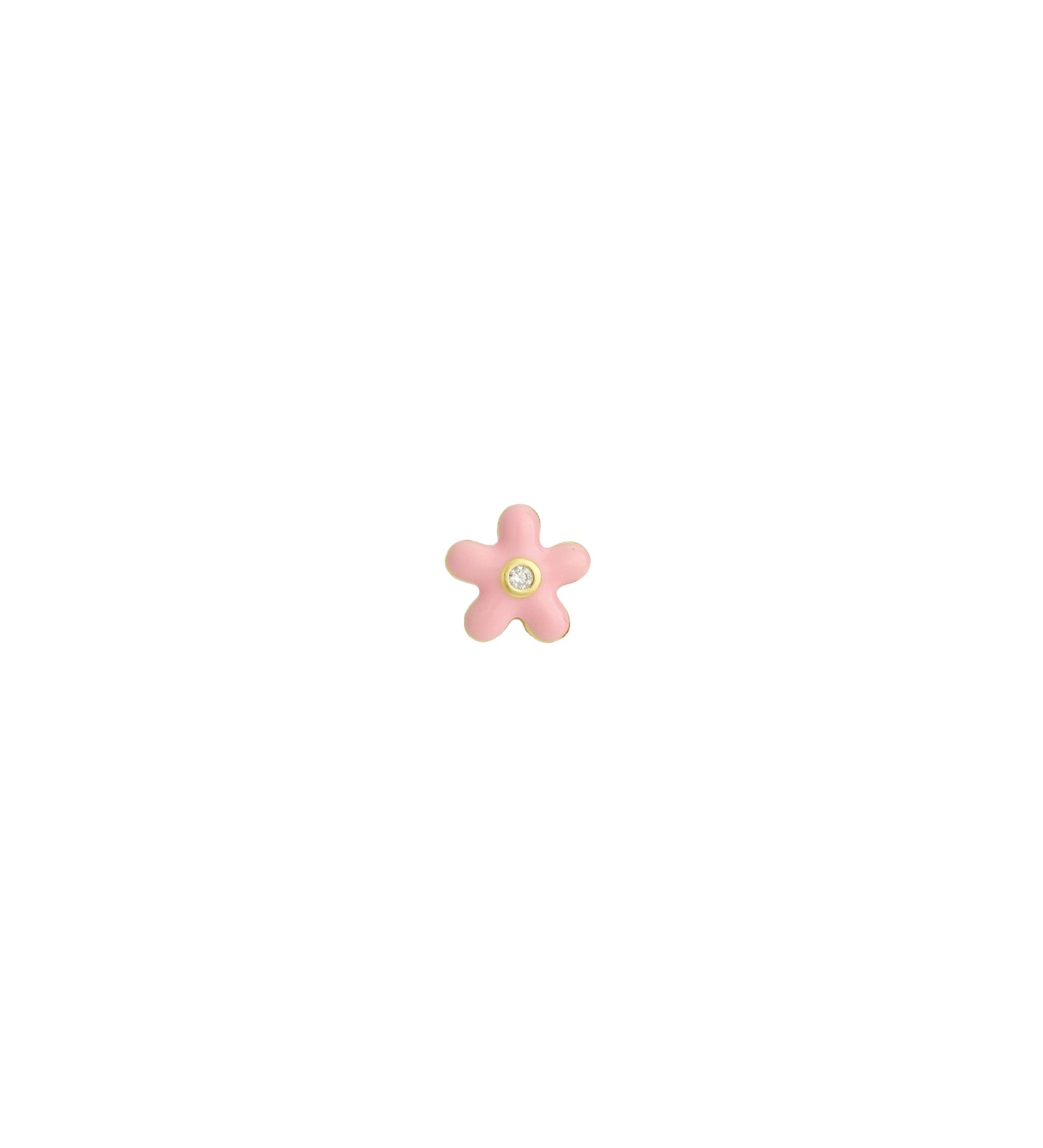 Quiet Icon-Daisy Enamel CZ Stud-Earrings-14k Gold Vermeil, Cubic Zirconia, Pink Enamel-Blue Ruby Jewellery-Vancouver Canada
