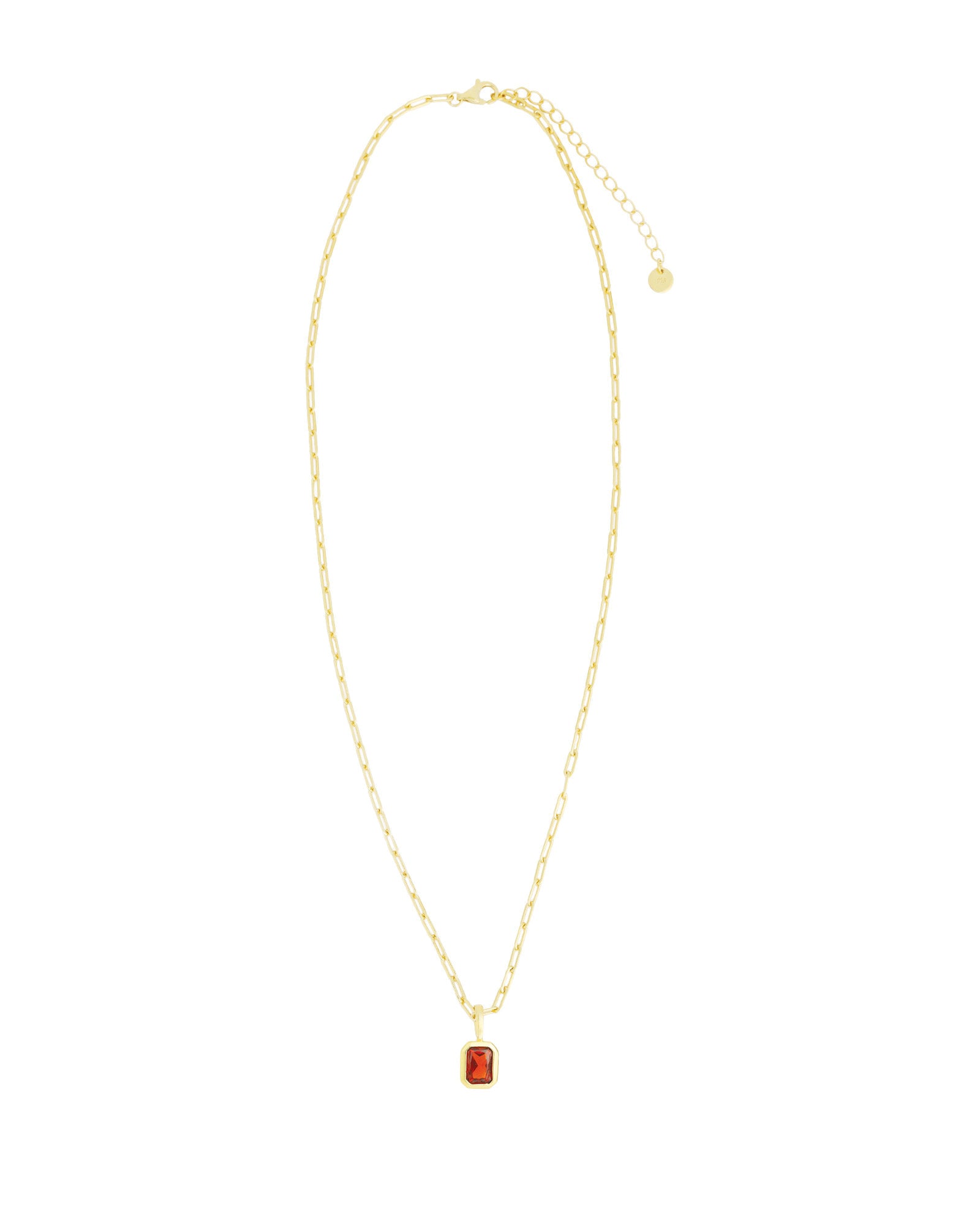Quiet Icon-Emerald Cut Birthstone Paperclip Necklace-Necklaces-Blue Ruby Jewellery-Vancouver Canada