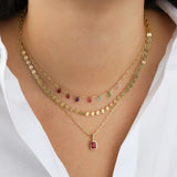 Quiet Icon-Emerald Cut Birthstone Paperclip Necklace-Necklaces-Blue Ruby Jewellery-Vancouver Canada