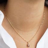 Quiet Icon-Emerald Cut Birthstone Paperclip Necklace-Necklaces-Blue Ruby Jewellery-Vancouver Canada