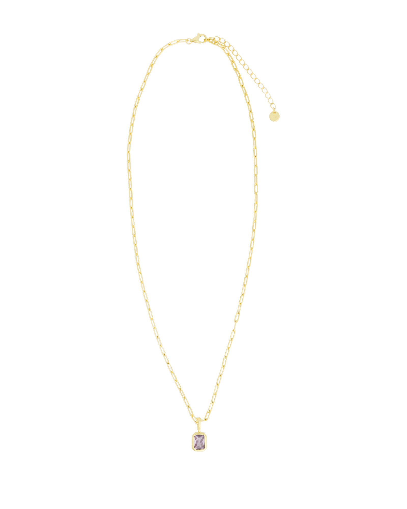 Quiet Icon-Emerald Cut Birthstone Paperclip Necklace-Necklaces-Blue Ruby Jewellery-Vancouver Canada