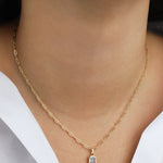 Quiet Icon-Emerald Cut Birthstone Paperclip Necklace-Necklaces-Blue Ruby Jewellery-Vancouver Canada