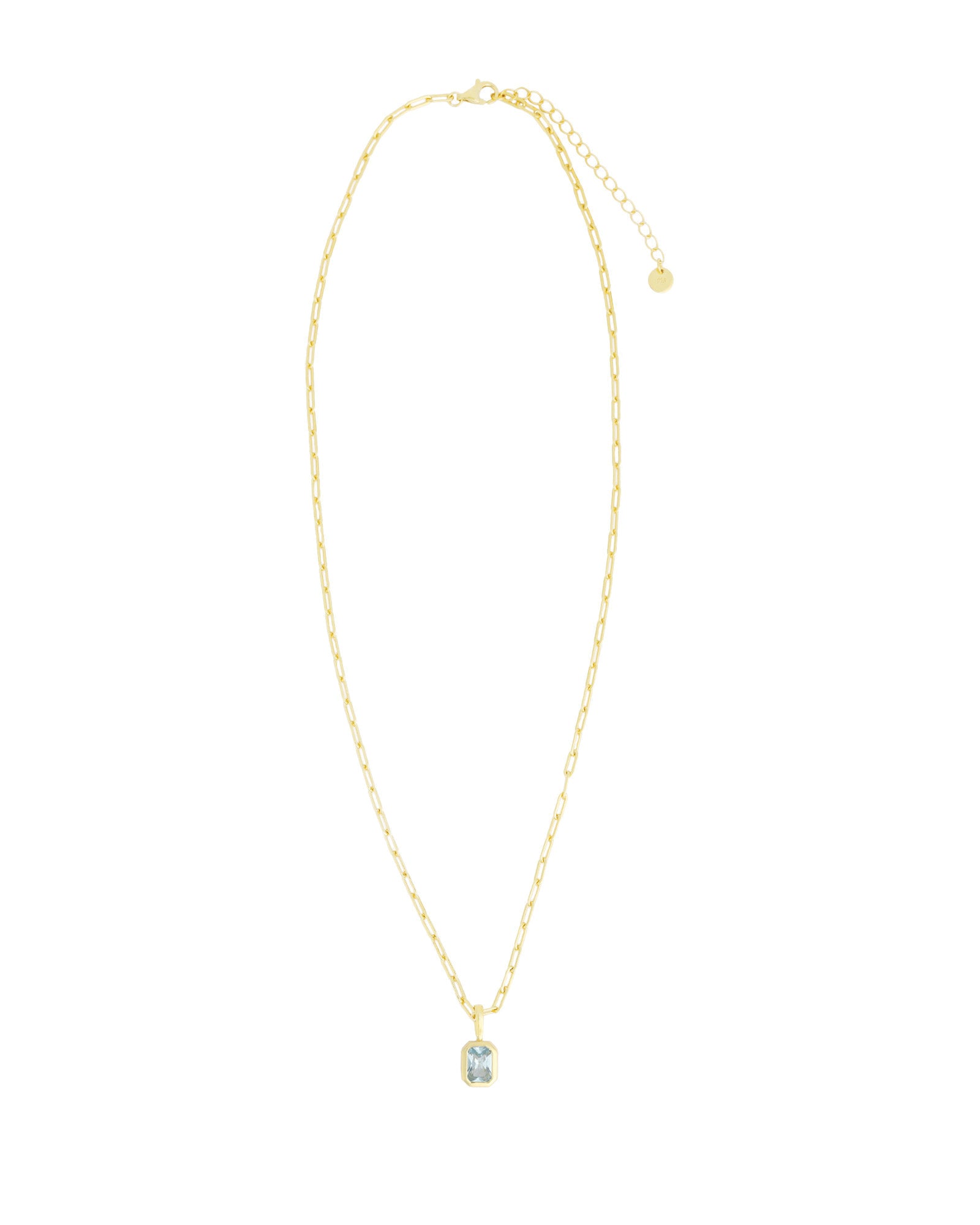 Quiet Icon-Emerald Cut Birthstone Paperclip Necklace-Necklaces-Blue Ruby Jewellery-Vancouver Canada