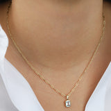 Quiet Icon-Emerald Cut Birthstone Paperclip Necklace-Necklaces-Blue Ruby Jewellery-Vancouver Canada