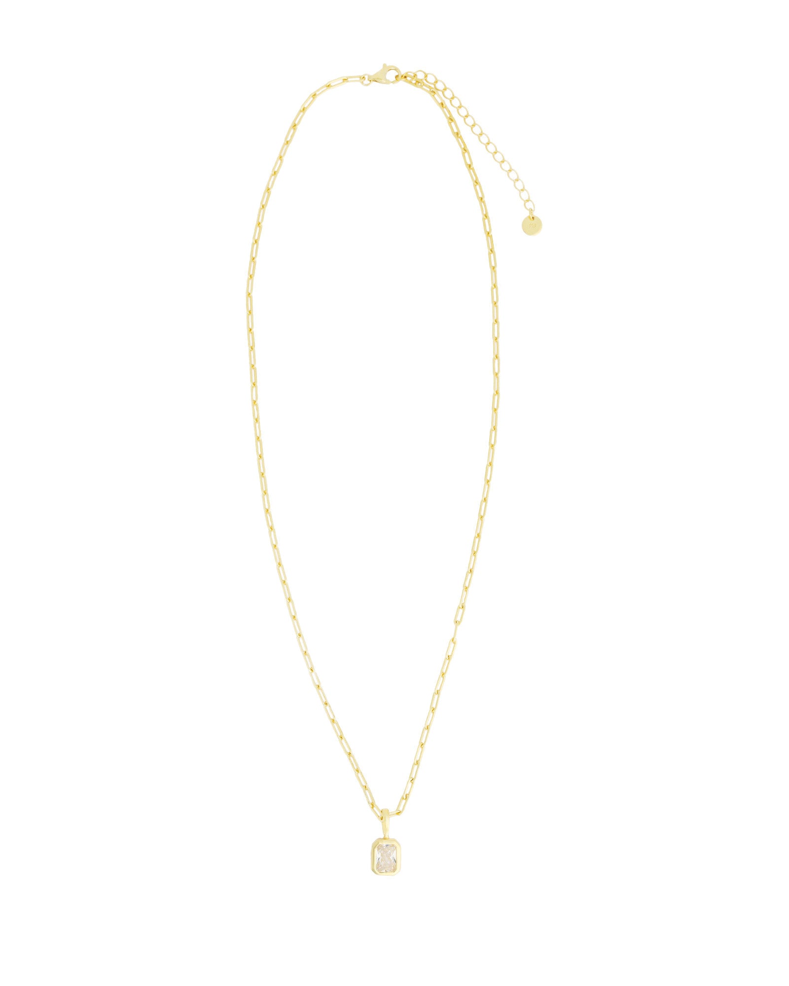 Quiet Icon-Emerald Cut Birthstone Paperclip Necklace-Necklaces-Blue Ruby Jewellery-Vancouver Canada
