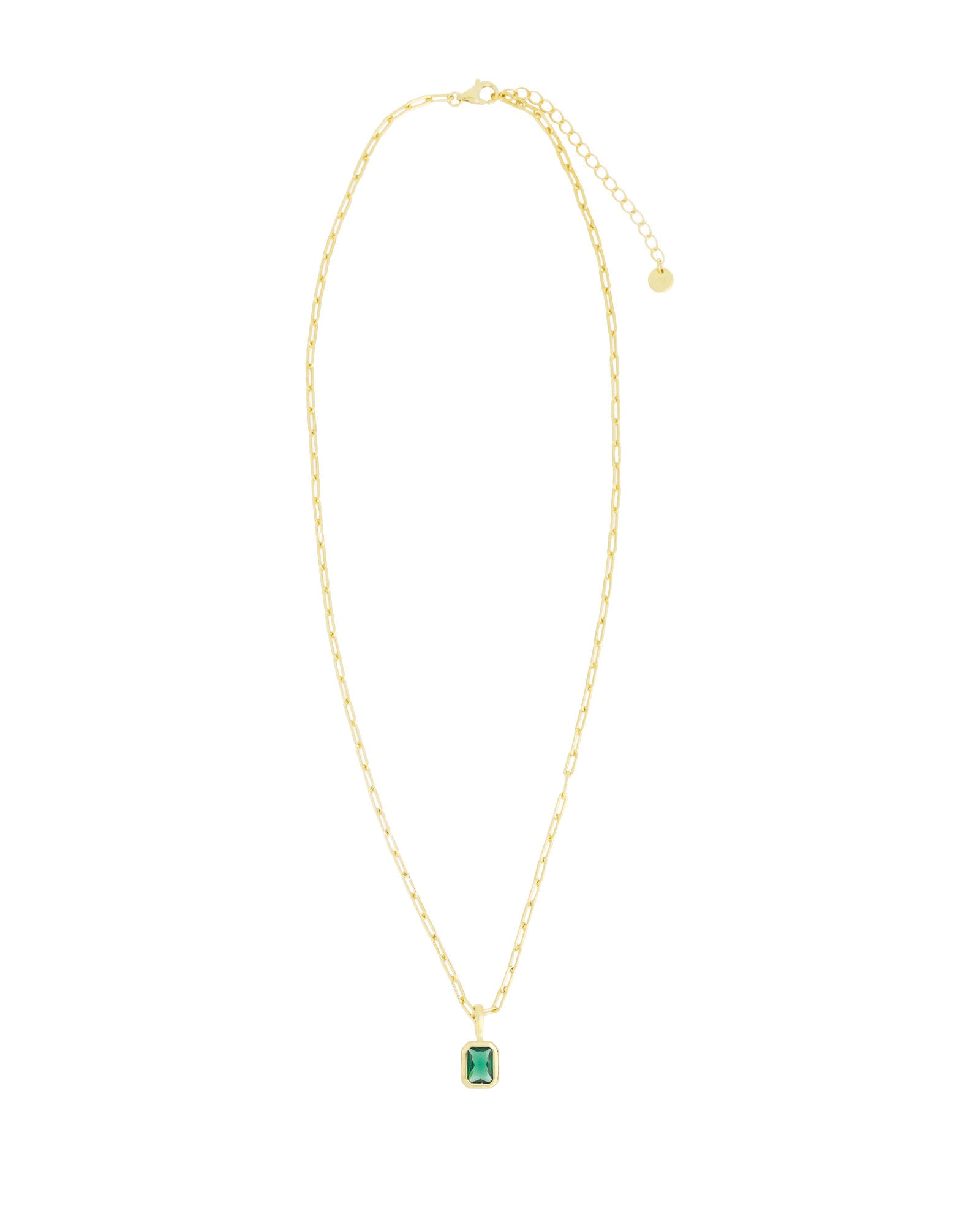 Quiet Icon-Emerald Cut Birthstone Paperclip Necklace-Necklaces-Blue Ruby Jewellery-Vancouver Canada
