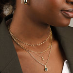 Quiet Icon-Emerald Cut Birthstone Paperclip Necklace-Necklaces-Blue Ruby Jewellery-Vancouver Canada
