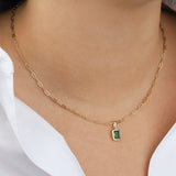 Quiet Icon-Emerald Cut Birthstone Paperclip Necklace-Necklaces-Blue Ruby Jewellery-Vancouver Canada