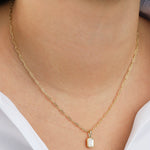 Quiet Icon-Emerald Cut Birthstone Paperclip Necklace-Necklaces-Blue Ruby Jewellery-Vancouver Canada