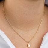 Quiet Icon-Emerald Cut Birthstone Paperclip Necklace-Necklaces-Blue Ruby Jewellery-Vancouver Canada