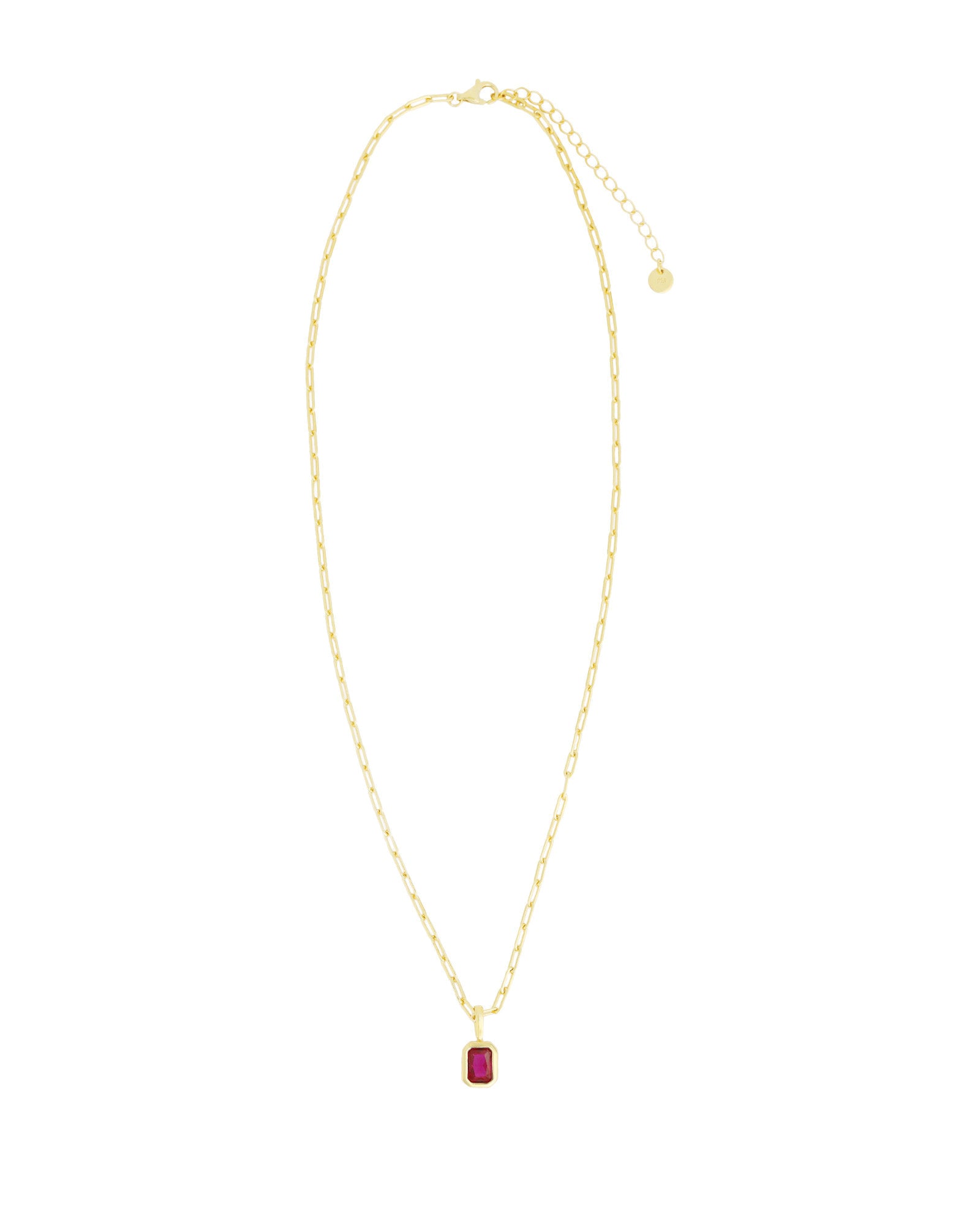 Quiet Icon-Emerald Cut Birthstone Paperclip Necklace-Necklaces-Blue Ruby Jewellery-Vancouver Canada