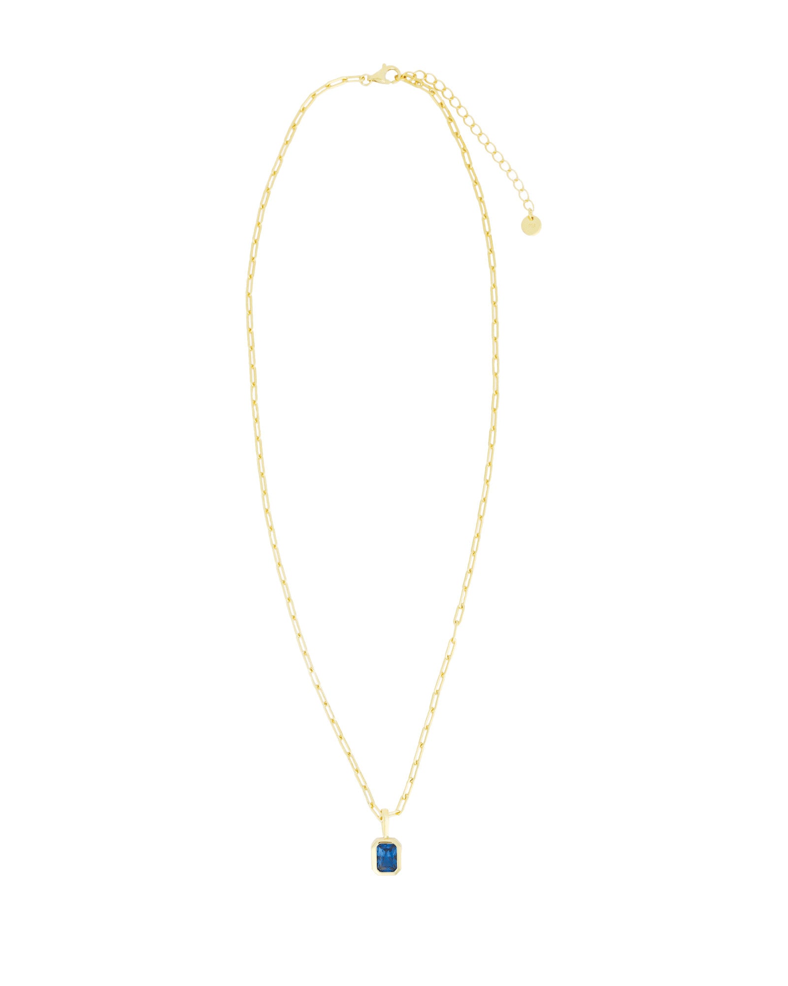 Quiet Icon-Emerald Cut Birthstone Paperclip Necklace-Necklaces-Blue Ruby Jewellery-Vancouver Canada