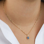 Quiet Icon-Emerald Cut Birthstone Paperclip Necklace-Necklaces-Blue Ruby Jewellery-Vancouver Canada