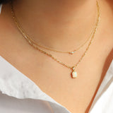 Quiet Icon-Emerald Cut Birthstone Paperclip Necklace-Necklaces-Blue Ruby Jewellery-Vancouver Canada